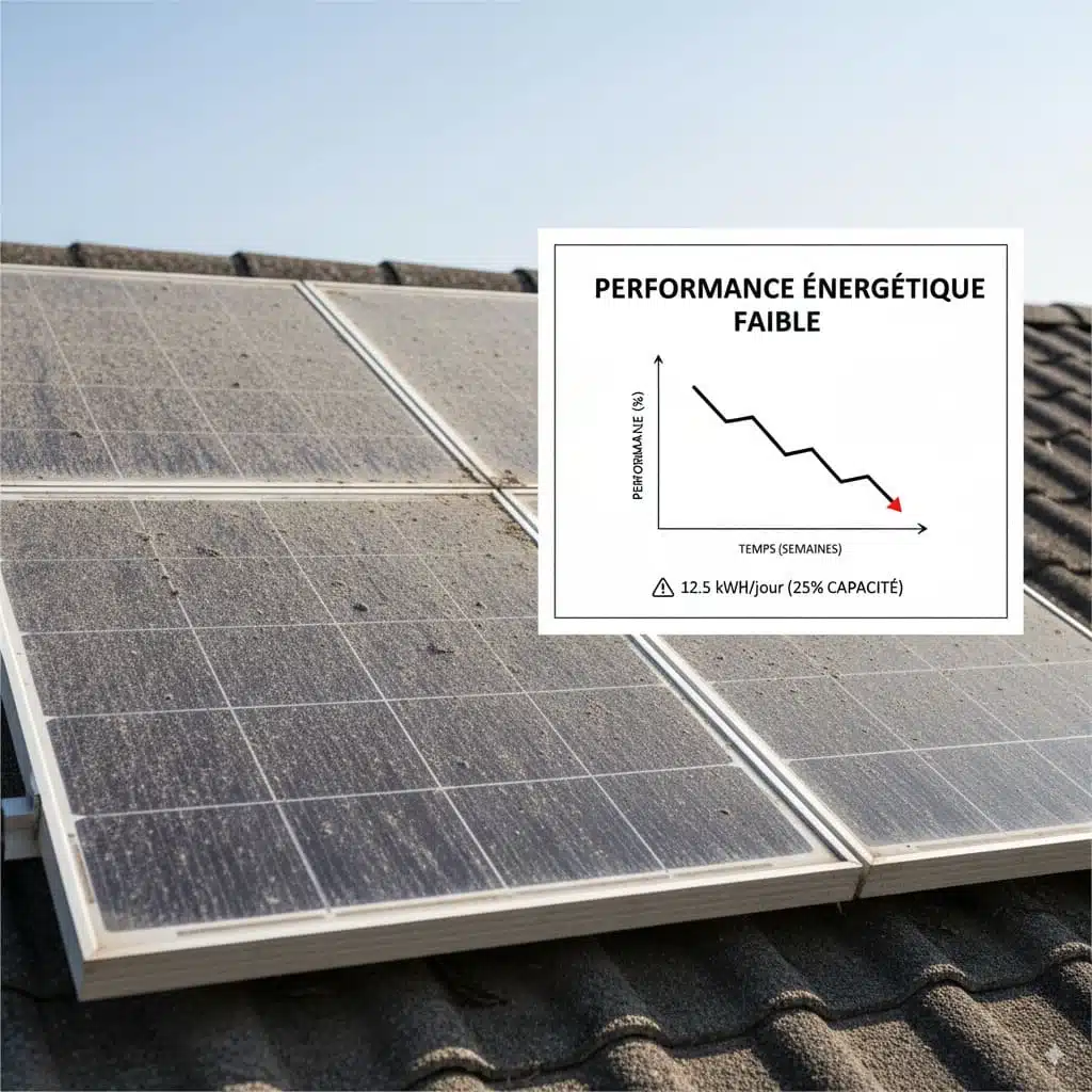 Baisse des performances énergétiques panneaux solaires