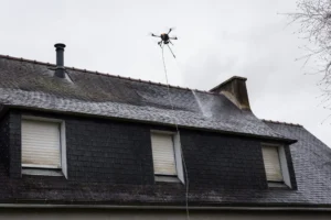 Drone nettoyage de toiture