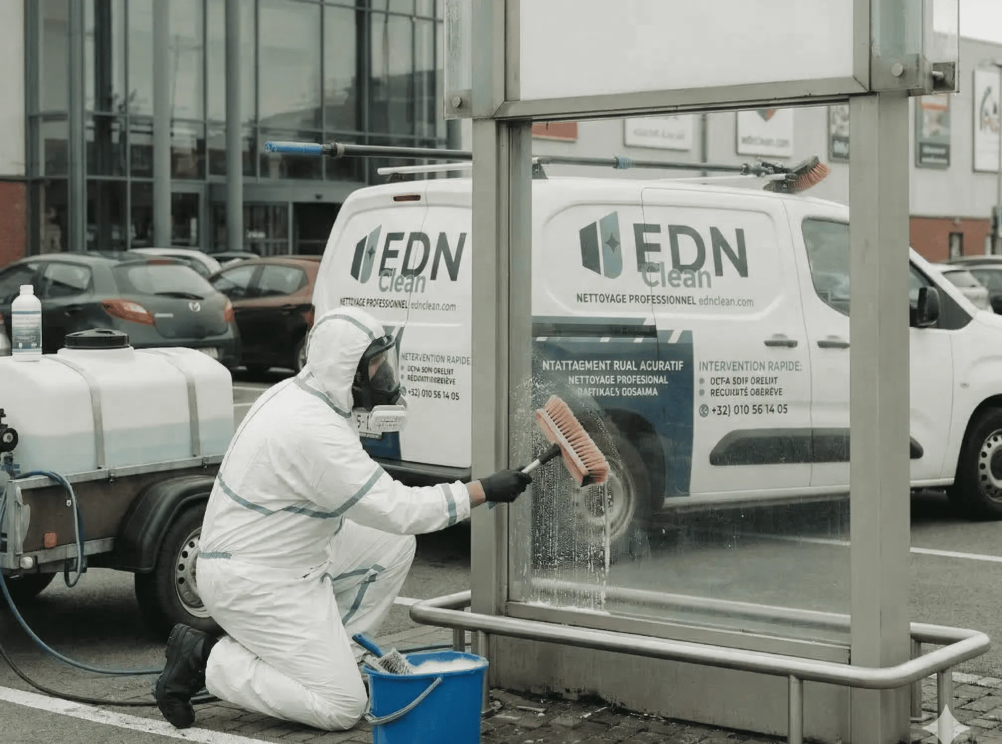 Nettoyage brosse enseigne et totem magasin