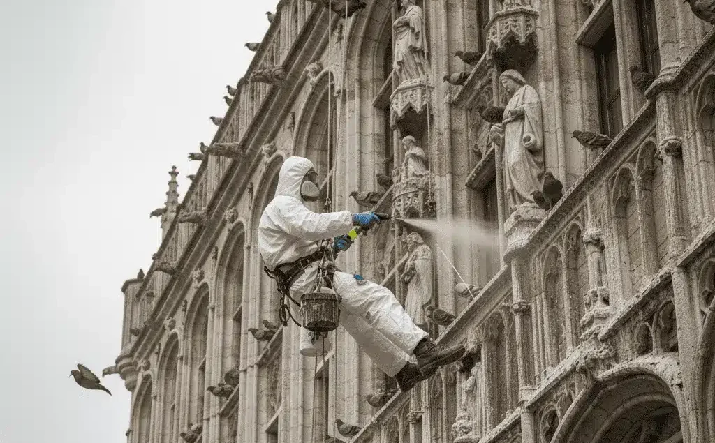 Matériel de grimpes pour nettoyage excréments pigeons